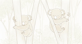 Detailed koala and eucalyptus mural wallpaper design pattern by Kids-Mundo