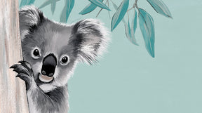 Detailed koala and eucalyptus mural wallpaper design pattern showing cute Australian wildlife by Kids-Mundo