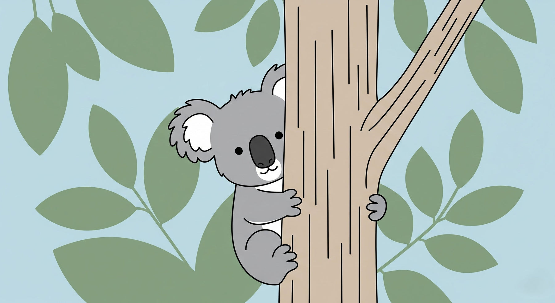 Detailed koala tree climber mural wallpaper design pattern by Kids-Mundo