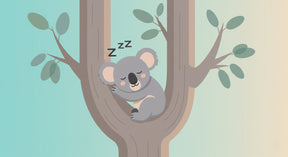 Detailed sleeping koala mural wallpaper design pattern with tree and leaves by Kids-Mundo