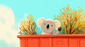 Detailed koala forest mural wallpaper design pattern showing friendly animal character by Kids-Mundo