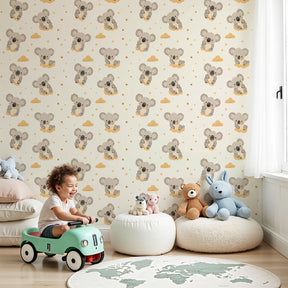 Koala mural wallpaper in modern nursery with neutral decor by Kids-Mundo