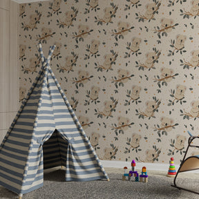 Beige koala mural wallpaper adding natural warmth to modern kids playroom by Kids-Mundo