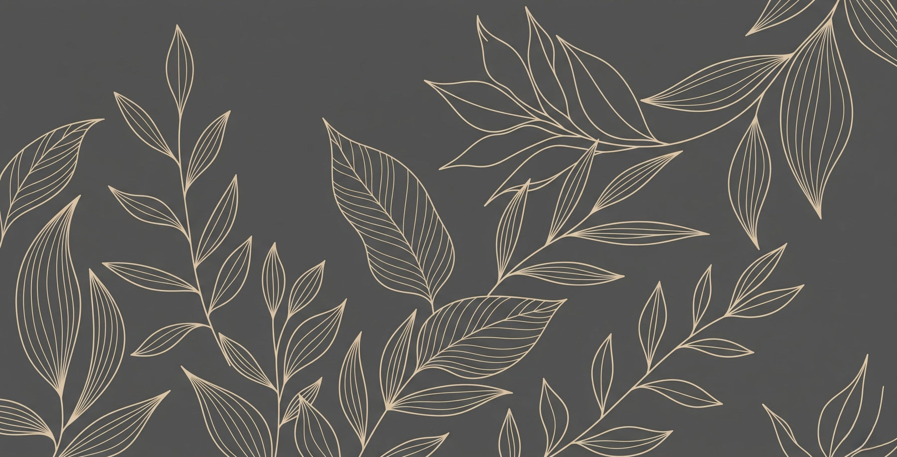 Detailed golden leaf pattern mural wallpaper design on dark background by Kids-Mundo