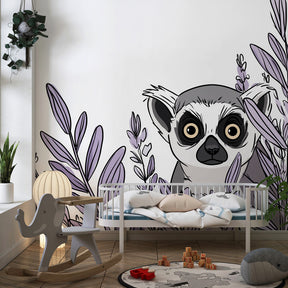 Animal themed lemur wallpaper transforming toddler room into adventure sanctuary by Kids-Mundo