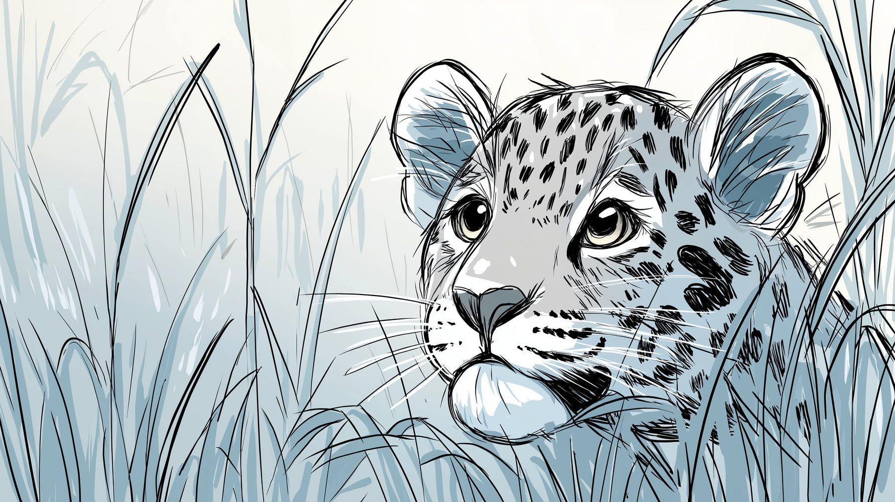 Detailed leopard jungle mural wallpaper design pattern with curious big cat by Kids-Mundo