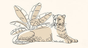 Detailed leopard jungle mural wallpaper design pattern with tropical leaves by Kids-Mundo