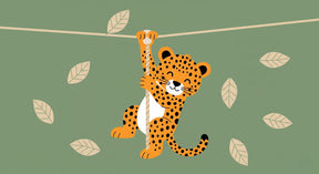 Detailed leopard jungle mural wallpaper design pattern with tropical foliage by Kids-Mundo
