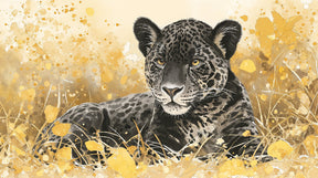 Detailed leopard mural wallpaper design pattern showing majestic big cat in savanna setting by Kids-Mundo