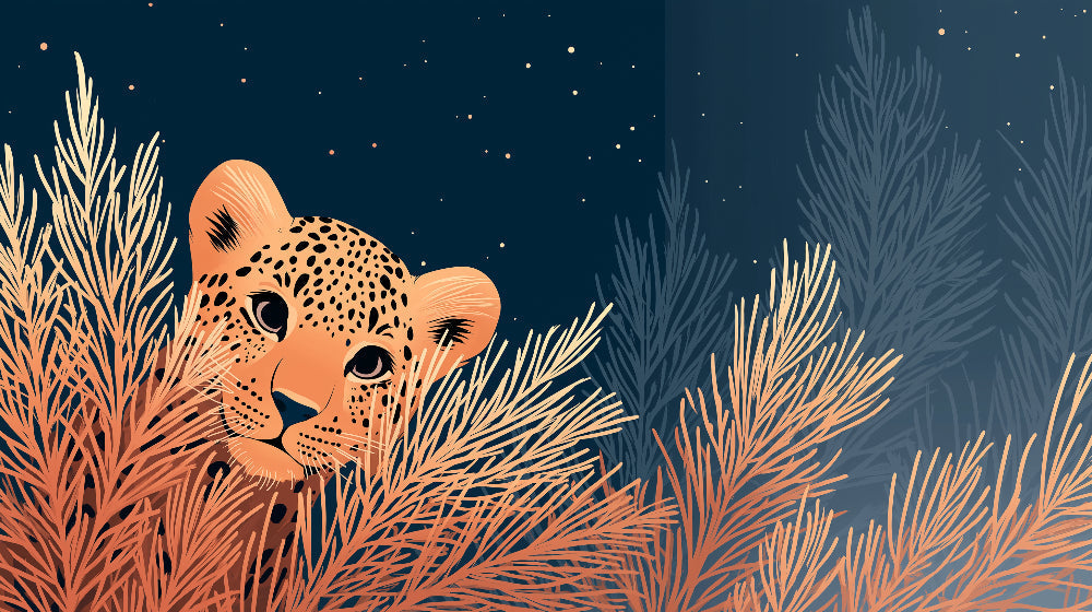 Detailed leopard and starry night mural wallpaper design pattern by Kids-Mundo