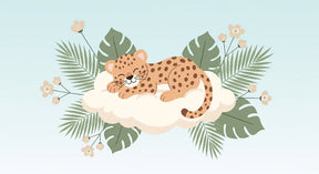 Detailed sleeping leopard on cloud mural wallpaper design pattern by Kids-Mundo