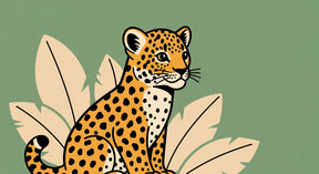 Detailed leopard and tropical foliage mural wallpaper design pattern by Kids-Mundo