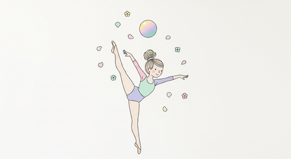 Kids-Mundo line-art ballerina artwork with floating petals, a made to measure wall mural