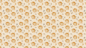 Detailed lion animal mural wallpaper design pattern with colorful leaves by Kids-Mundo