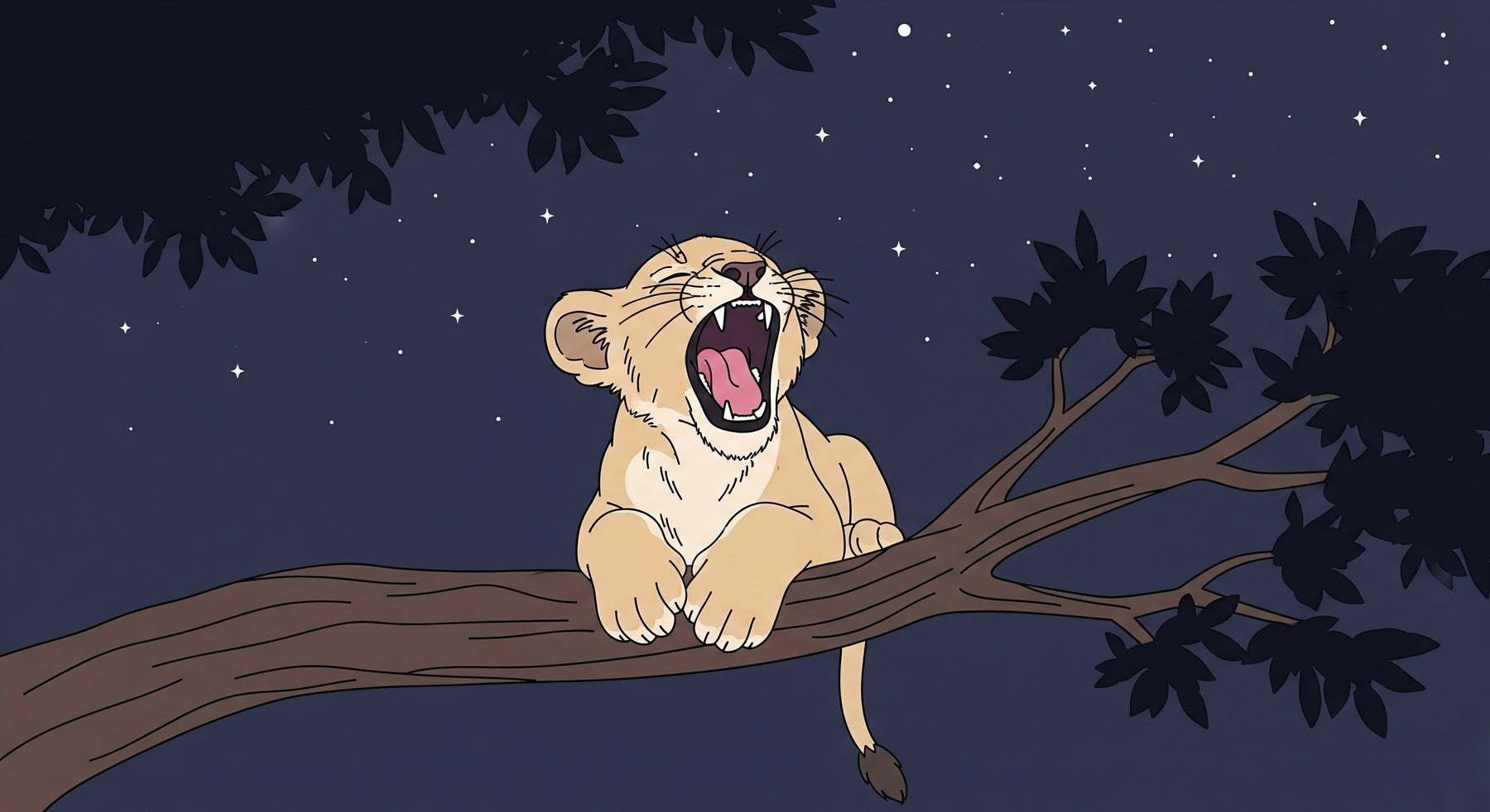 Detailed lion cub under stars mural wallpaper design pattern by Kids-Mundo
