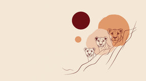 Detailed lion family mural wallpaper design pattern with circular elements by Kids-Mundo
