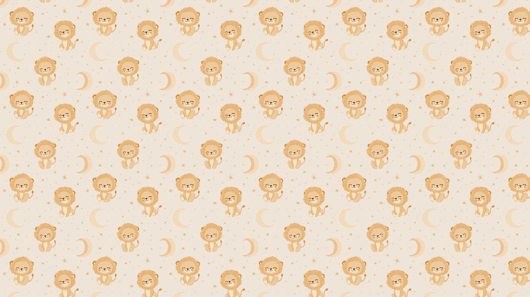 Detailed lion moon mural wallpaper design pattern showing adorable safari animals by Kids-Mundo