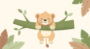 Detailed sleepy lion on branch mural wallpaper design pattern by Kids-Mundo