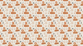 Detailed cute lion mural wallpaper design pattern with delicate flowers by Kids-Mundo