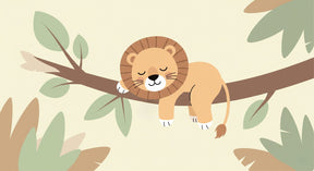 Detailed sleeping lion on branch mural wallpaper design pattern by Kids-Mundo