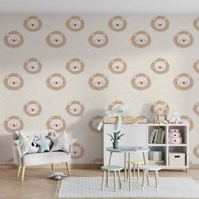 Animal themed lion wallpaper transforming toddler room into gentle safari adventure space