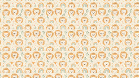 Detailed lion rainbow mural wallpaper design pattern showing cute safari animals by Kids-Mundo