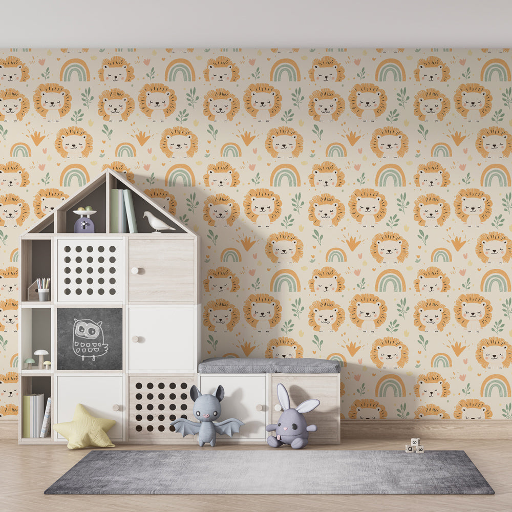 Safari animal mural wallpaper transforming colorful children's playroom decor