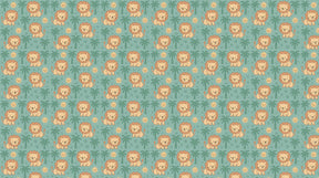 Detailed lion safari mural wallpaper design pattern with palm trees and sun by Kids-Mundo