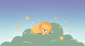 Detailed sleeping lion with stars mural wallpaper design pattern by Kids-Mundo