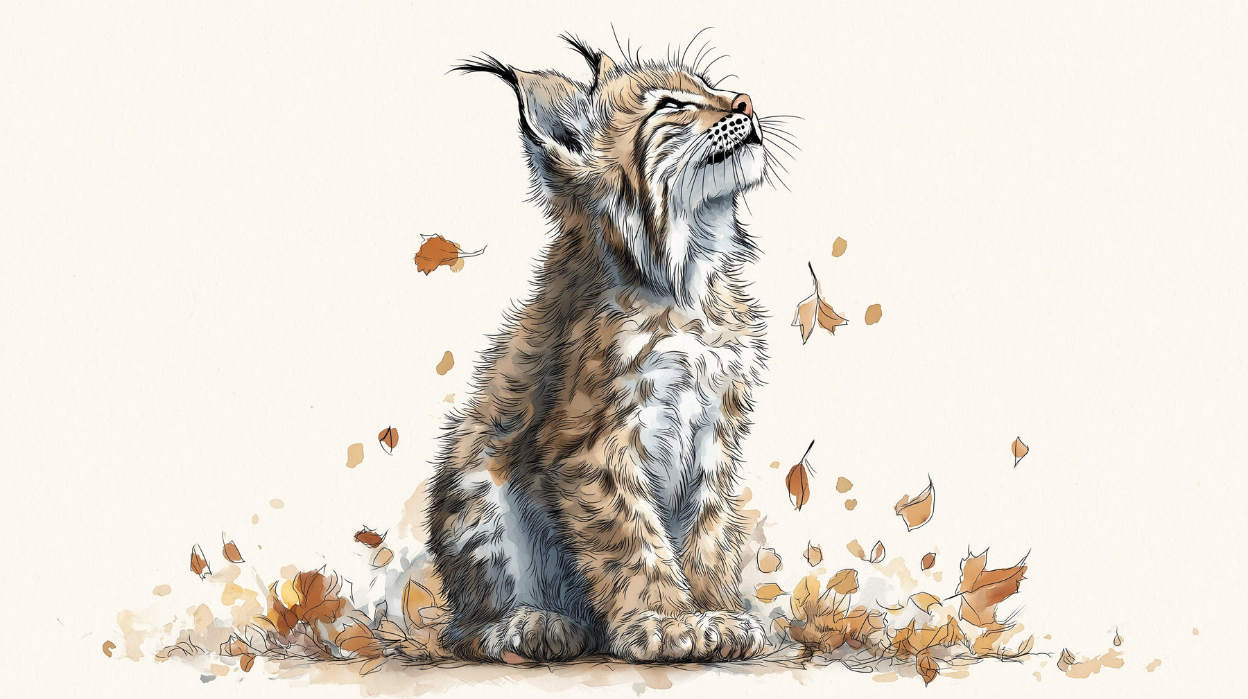 Detailed lynx and autumn leaves mural wallpaper design pattern by Kids-Mundo