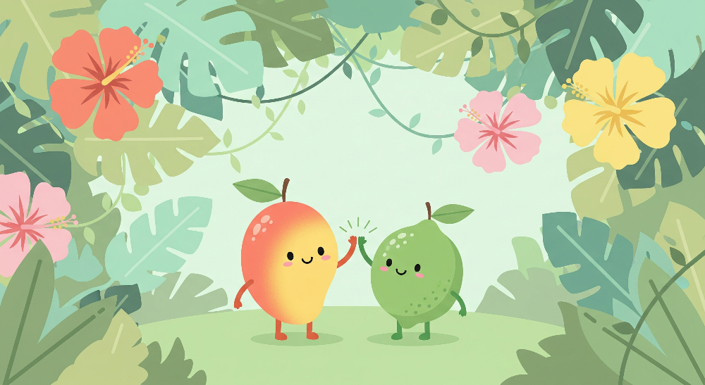 Happy Mango and Lime Tropical Wall Mural