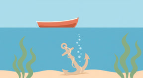 Detailed marine adventure mural wallpaper design pattern with anchor boat and sea plants by Kids-Mundo