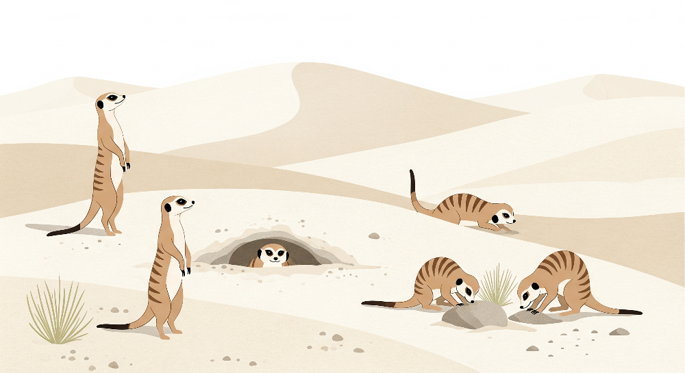 Meerkat Colony in the Desert Dunes Wall Mural