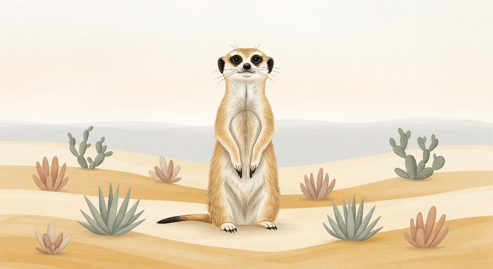 Meerkat Among Desert Cacti Wall Mural