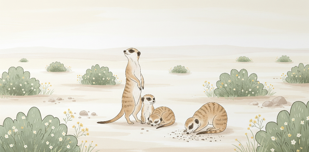 Meerkat Family Desert Scene Wall Mural