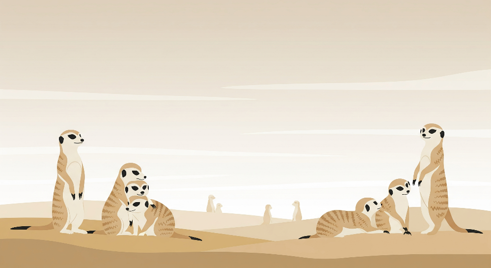 Meerkat Family on Sandy Dunes Wall Mural