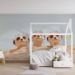 African safari meerkat wallpaper transforming children's playroom with wildlife theme