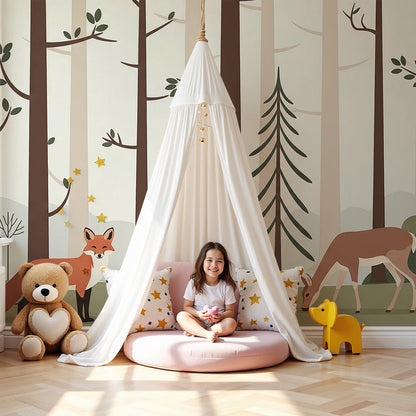 Kids-Mundo minimalist fox and deer forest wall mural in a modern muted nursery