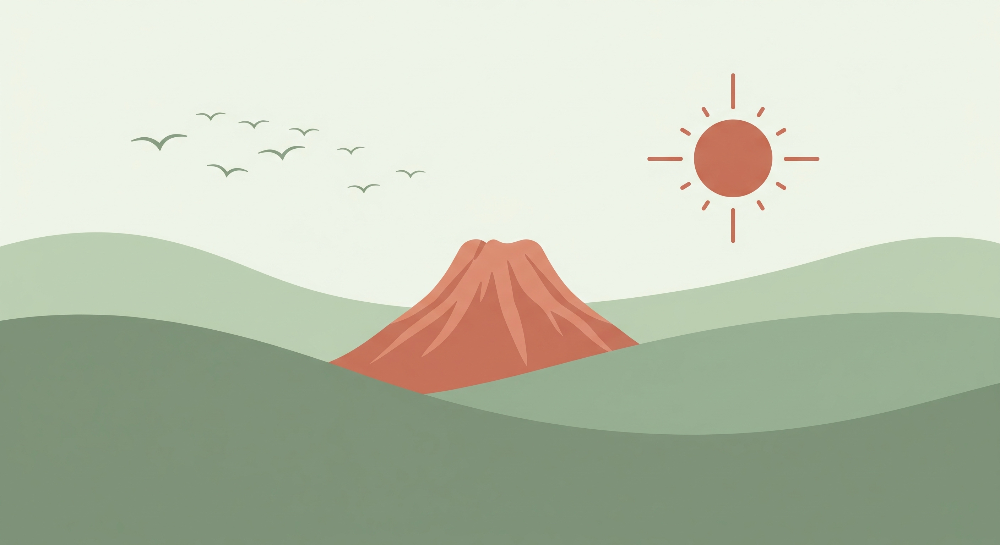 Minimalist Mountain and Sunrise Landscape Wall Mural