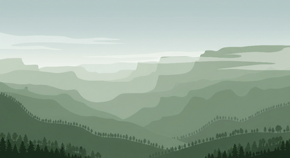 Kids-Mundo flat artwork preview of the misty green mountain ridges wall mural