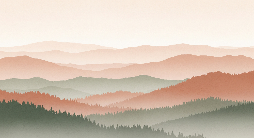 Misty Terracotta Mountain Landscape Wall Mural