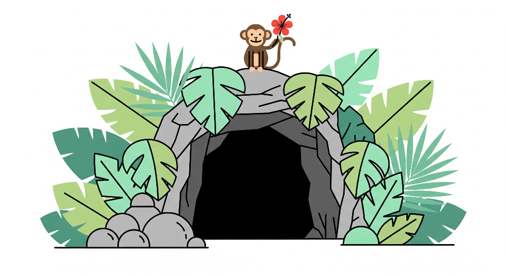 Monkey at the Jungle Cave Wall Mural