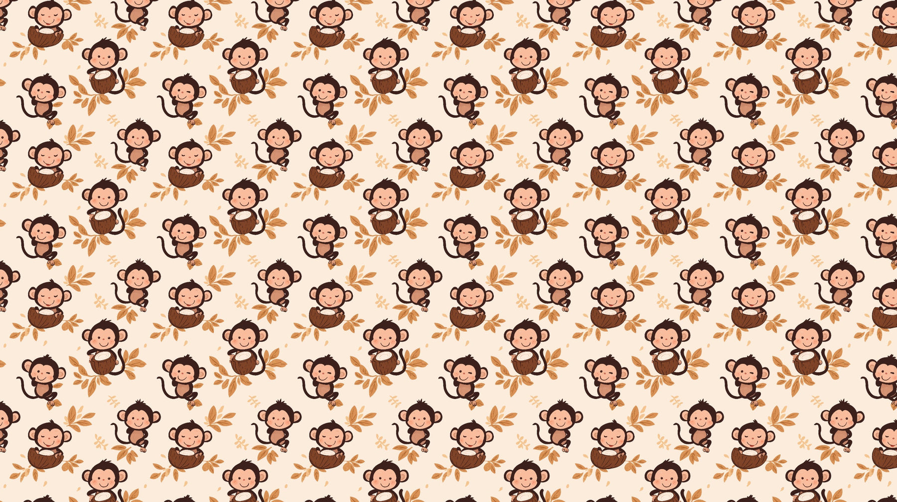 Detailed monkey and leaves mural wallpaper design pattern by Kids-Mundo