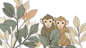 Detailed monkey and tropical leaves mural wallpaper design pattern by Kids-Mundo