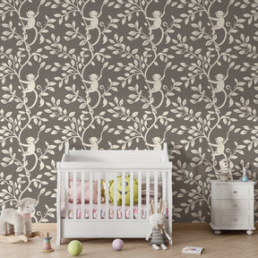 Animal theme mural wallpaper featuring monkeys creating magical playroom atmosphere for children