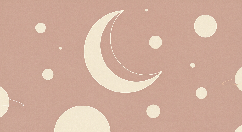 Minimalist Moon and Stars Wall Mural