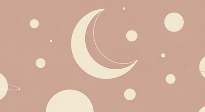 Flat artwork of the Kids-Mundo moon and stars design in dusty pink with cream crescent moons