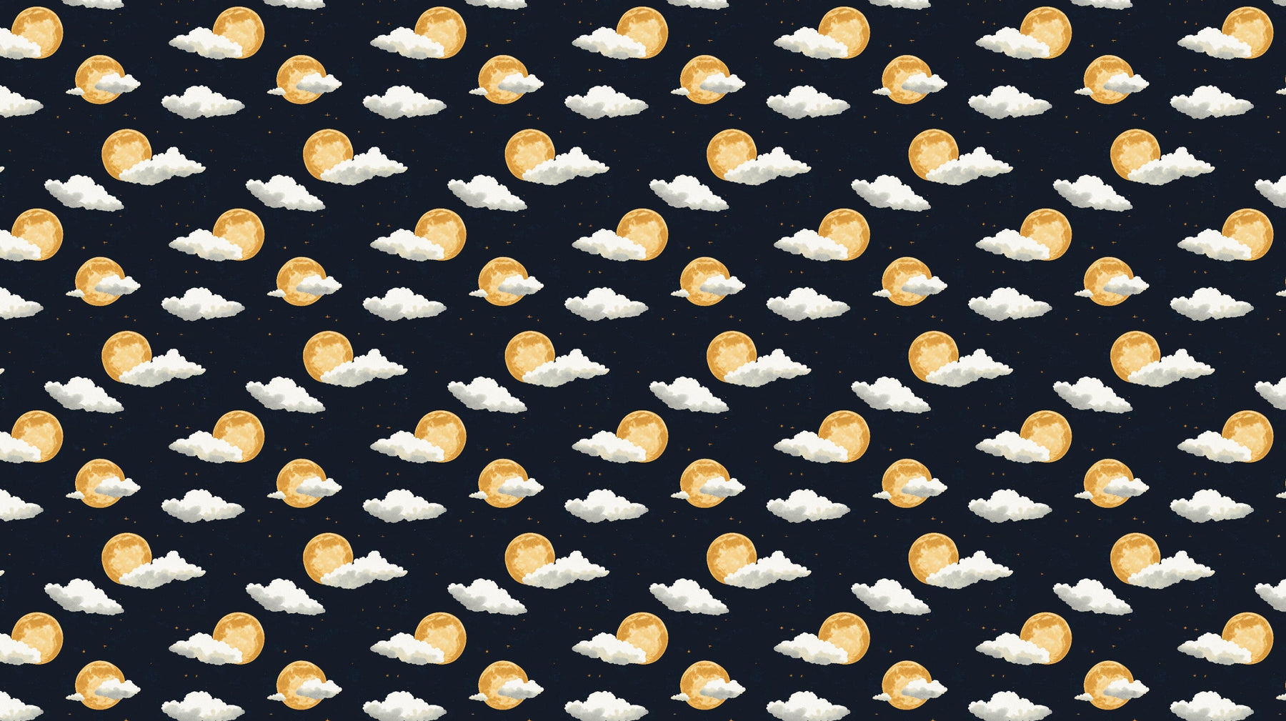Detailed golden moon and cotton clouds mural wallpaper design pattern by Kids-Mundo