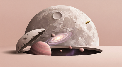 Kids-Mundo flat artwork preview of the moon hatch galaxy and rocket wall mural design