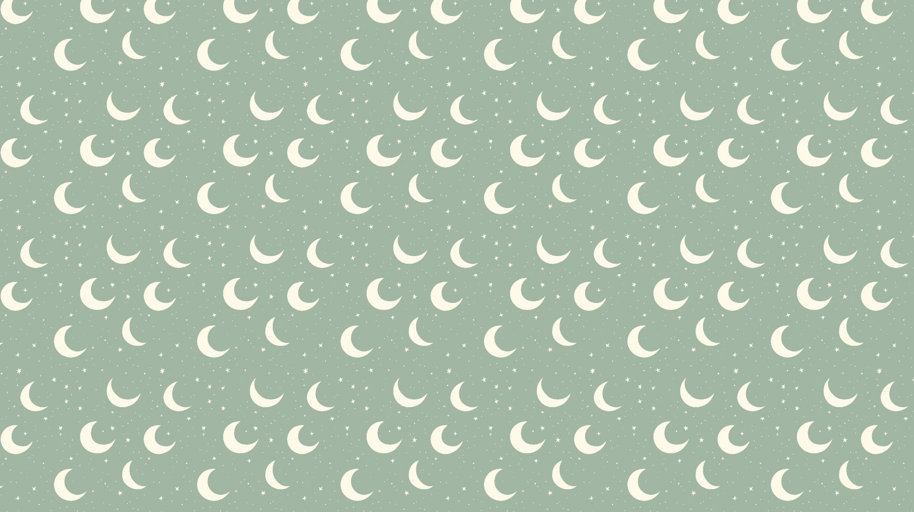 Detailed moon and star mural wallpaper design pattern on pale green background by Kids-Mundo